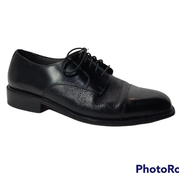 Florsheim Men\'s Black Pebbled Leather Lace Up Dress Shoes Oxfords Size 10 D Vintage Florsheim Mens Black Pebbled Leather Lace up Wing  main image 4